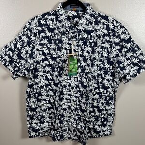 Tailor Vintage Navy and White Tropical Print Shirt NWT